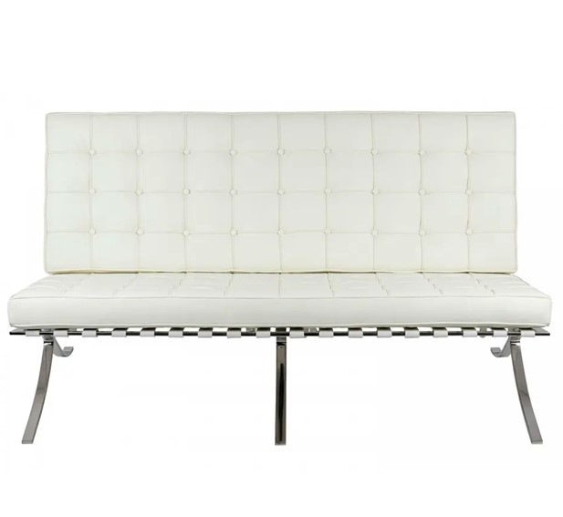 Sofa BARCELON Trzyosobowa Biała/Włoska Skóra Naturalna/Chrom