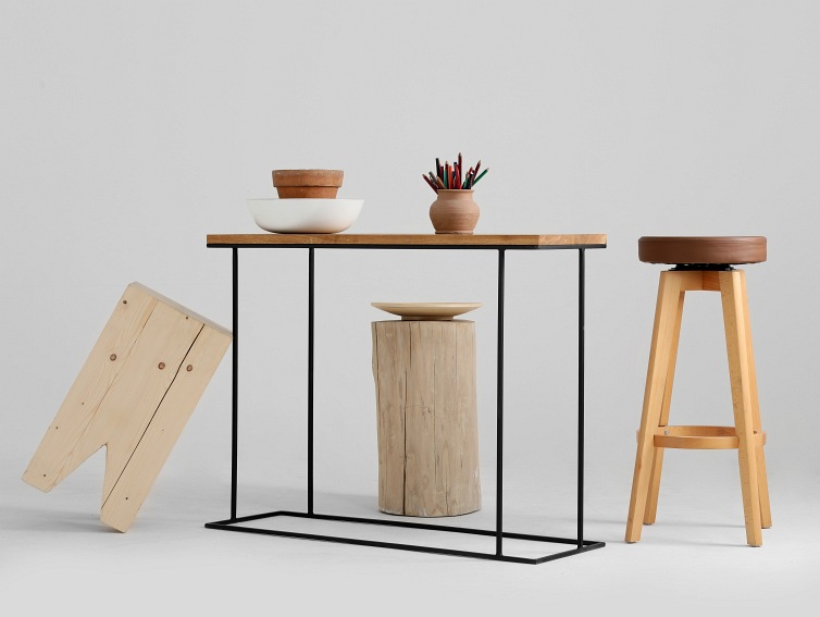 Konsola WALT SOLID WOOD 100x30 Dąb/Czarny