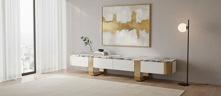 Komoda RTV STILIG ST922 Biały/Złoty