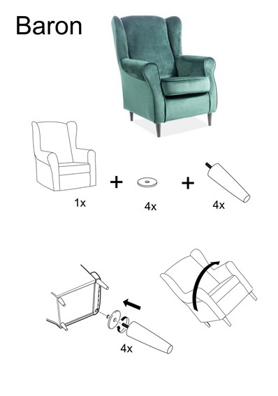 Fotel BARON Velvet Ciemny Beż Bluvel 40