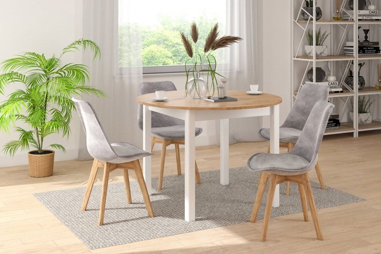 Stół Rozkładany ST5-FX (102-144)x102 cm Dąb Złoty Craft/Biały