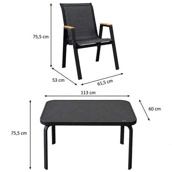 Zestaw Balkonowy NERANO Wood Duo Czarny