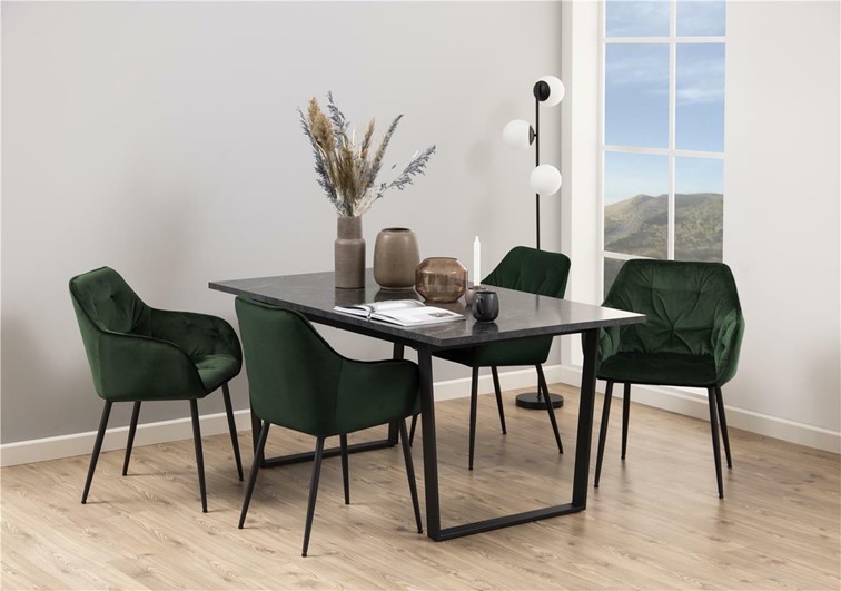 Stół AMBLE 160x90cm Czarny Marmurowy