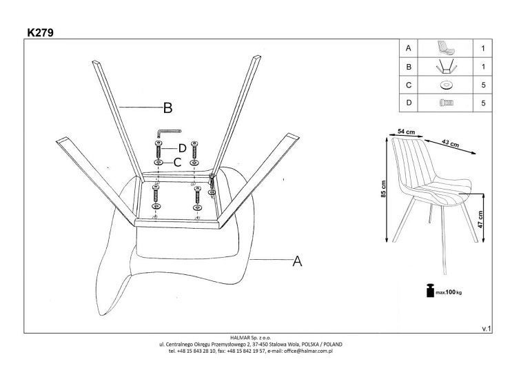 krzesło K279 Czarny/Popielaty