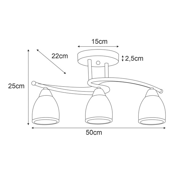 Lampa Sufitowa SAMIRA K-JSL-8090/3 CHR Chrom