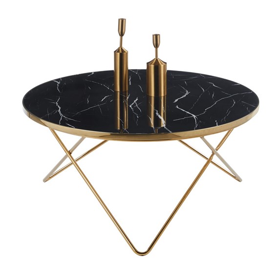 Ława L12-FX (G) fi80 Czarny Marmur/Złoty