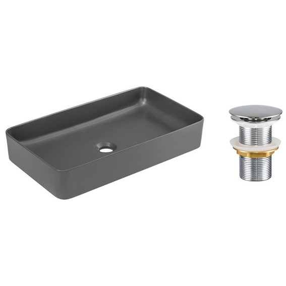 Zestaw Umywalkowy z Korkiem Click-Clack SLIM Szary Mat