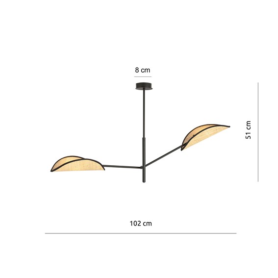 Lampa Wisząca VENE 2 Czarny/Naturalny