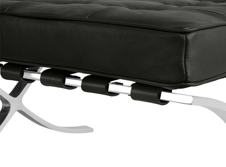 Ławka BARCELON Czarna Skóra Naturalna