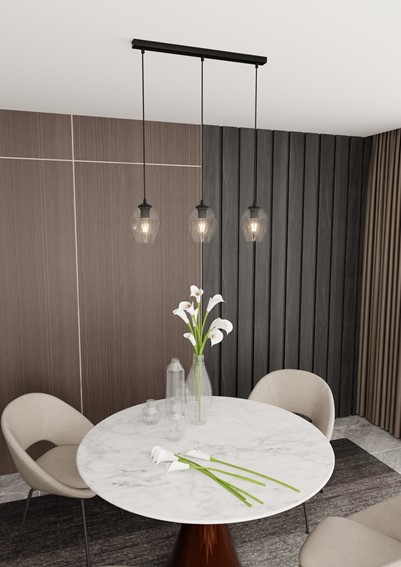 Lampa Wisząca ISTAR 3 Czarny/Transparentny