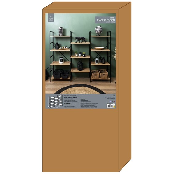 Regał BISTROT Czarny/Naturalny