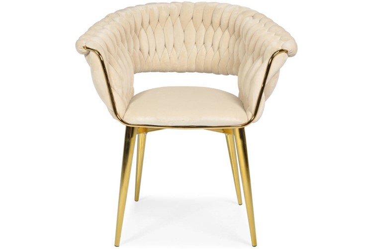 Krzesło IRIS LUX Welur Złoty/Beżowy
