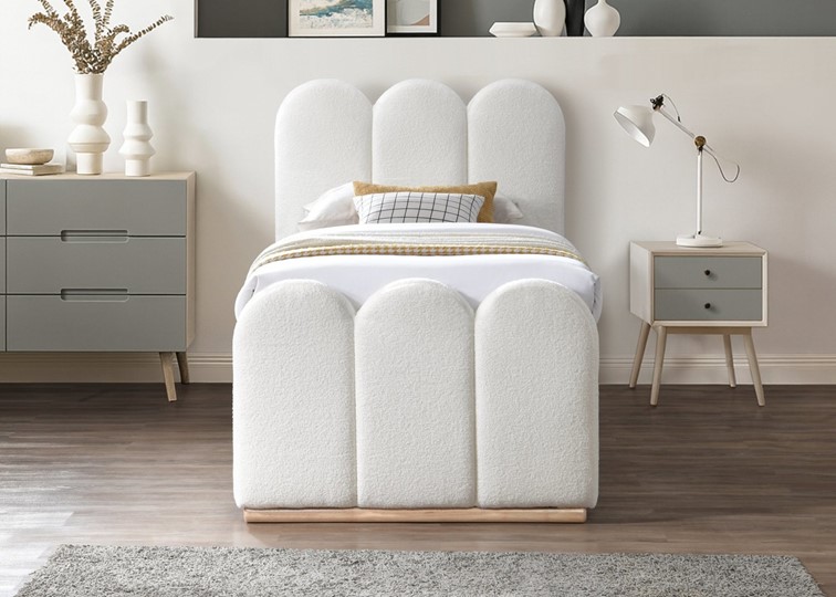 Łóżko MACARENA z Wysuwanym Materacem 90x200 Kremowy