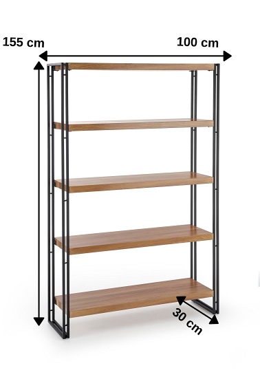 BOLIVAR REG2 regał dąb złoty / czarny (1p=1sz