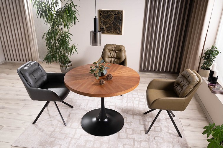 Stół AMADEO fi100 Czarny/Orzech