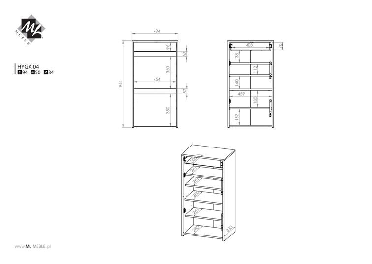 Szafka na Buty HYGA 04 Sosna Śnieżna/Antracyt