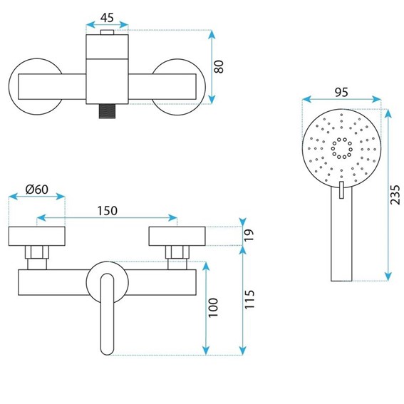 Bateria Prysznicowa ONTARIO Miedź Szczotkowana