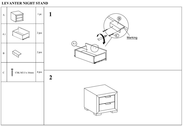 Szafka Nocna LEVANTER Popielaty