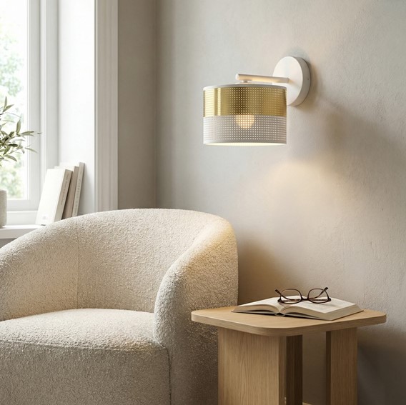 Kinkiet LUX K1 Biały/Złoty