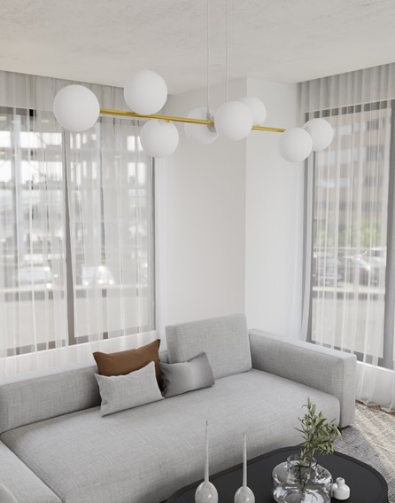 Lampa Wisząca GRAVITY 8 Biały/Złoty/Opal