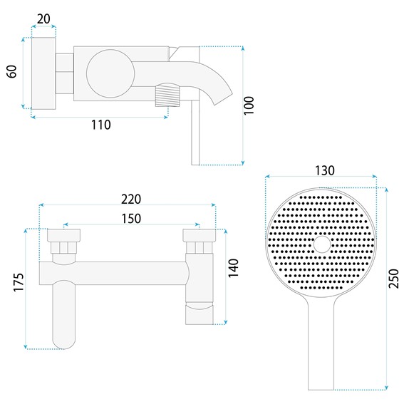 Bateria Wannowa FOSTER Złoty Szczotkowany