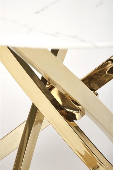 Stół RAYMOND 2 fi100 Złoty/Biały Marmur