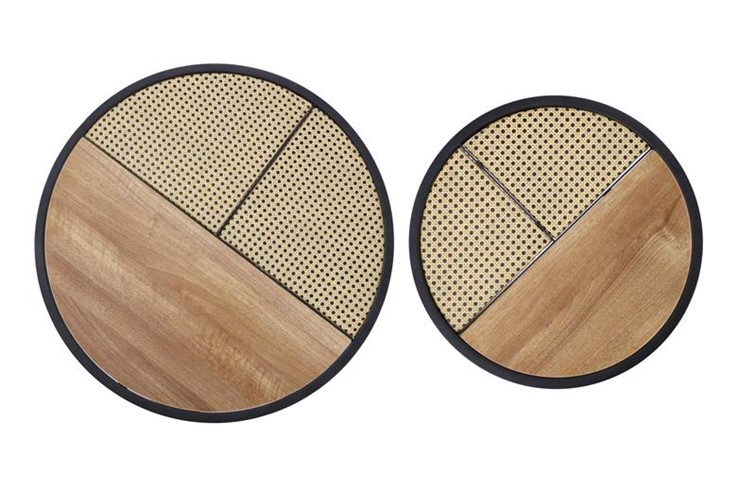 Zestaw 2 Ław GERMINA fi70/fi50 Czarny/Dąb Złoty