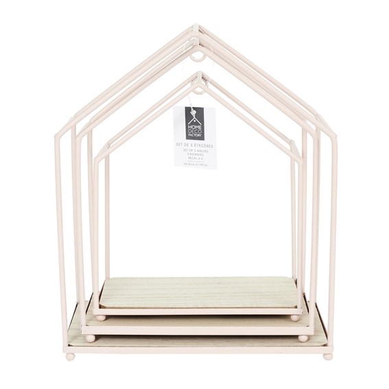 Zestaw 3 Półek Domek Różowy