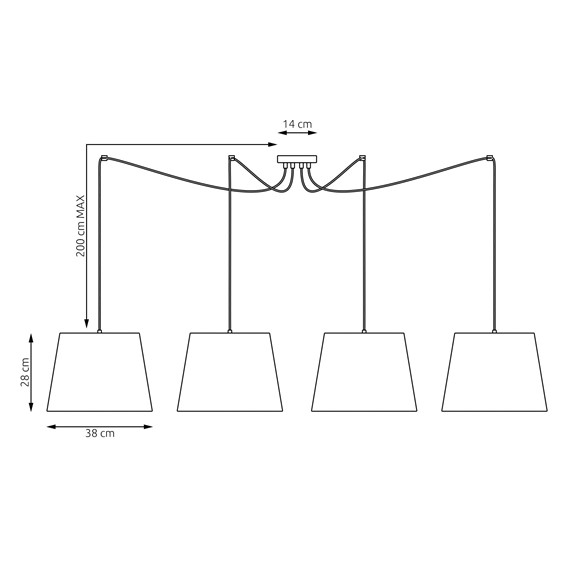 Lampa Wisząca ASCOT 4 Szary