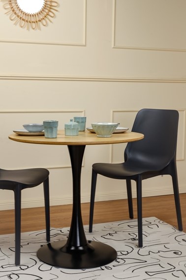 Stół  SIMPLET SKINNY Fi80cm Dąb/Czarny