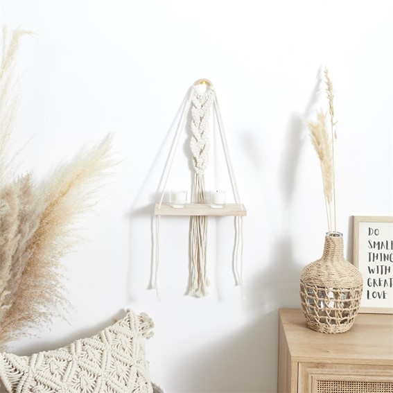 Półka BOHO Mała Macrama Beżowy