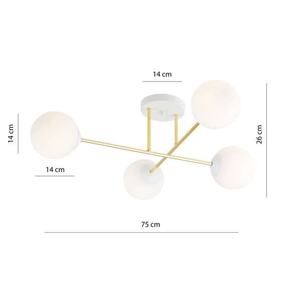 Lampa Sufitowa MAGNUM 4 Biały/Opal