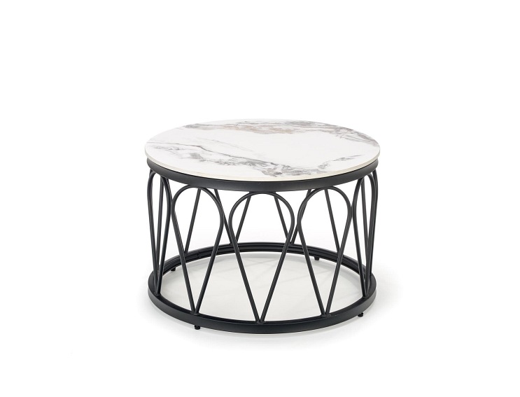 Zestaw 2 Ław Formosa 60x40 Biały Marmur/Czarny