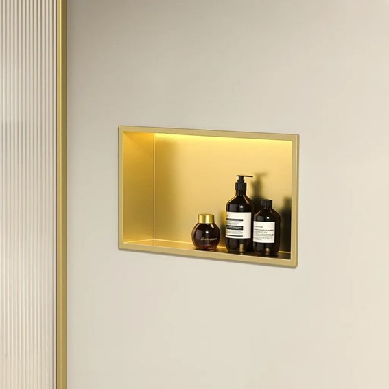 Półka Łazienkowa Wnękowa 30x45cm Złoty Szczotkowany