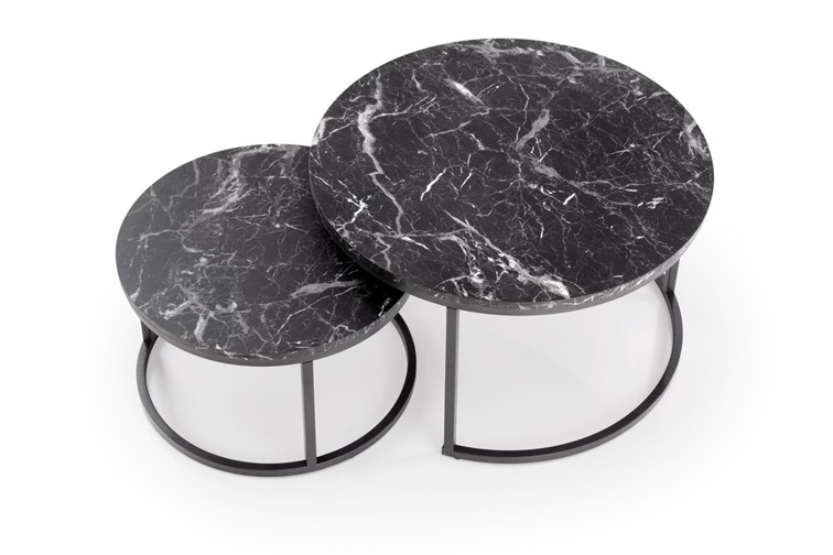 Zestaw 2 Ław JAVA Czarny/Czarny Marmur