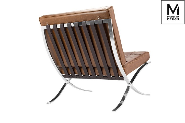 Fotel BARCELON VINTAGE PU Srebrny/Brązowy