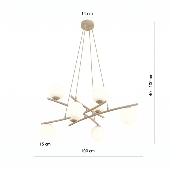 Lampa Wisząca ESSA 8 Beżowy/Opal
