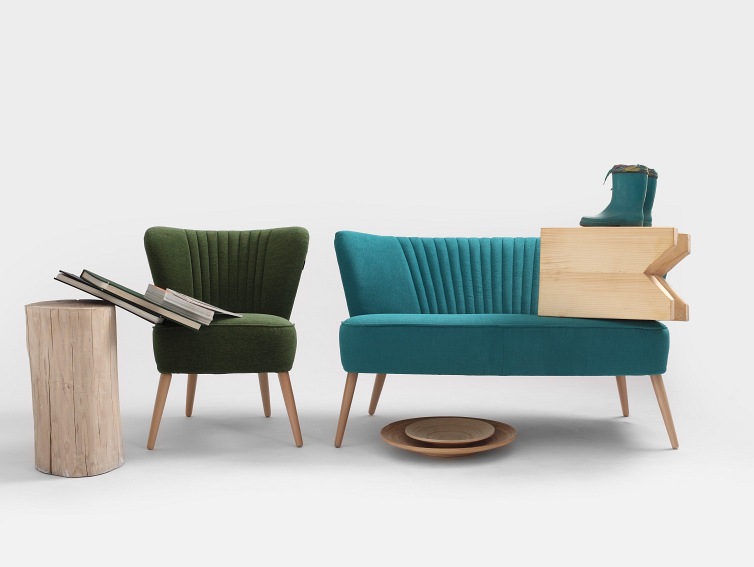 Sofa 2 os. Harry 123x65x72 Turkusowy/Naturalny