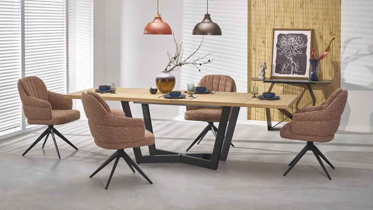 Stół Rozkładany MASSIVE 2 (160-250)x90 cm Dąb Naturalny/Czarny