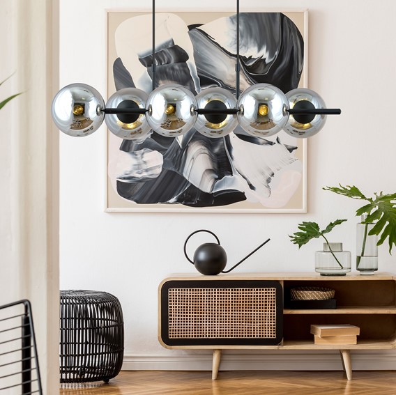 Lampa Wisząca RORY 6 Czarny/Grafitowy