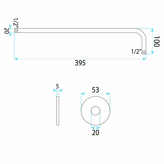 Ramię Do Deszczownicy Okrągłe JS-9021 40cm Chrom