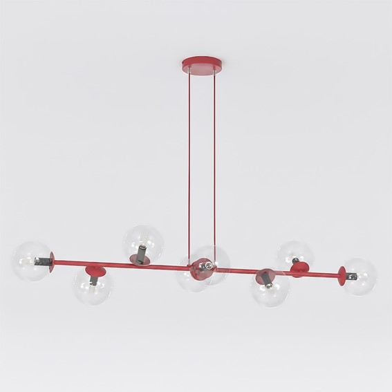 Lampa Wisząca MAGNUS 8 Burgundowy/Transparentny