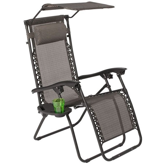 Leżak Ogrodowy z Daszkiem ZERO GRAVITY ARUBA Grafit