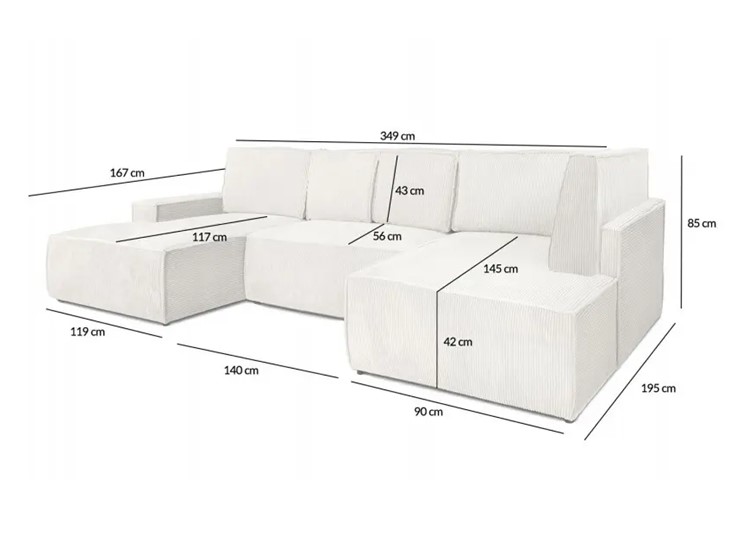 Narożnik PILLOW C2 140 Beżowy z Funkcją Spania - I Grupa Tkanin