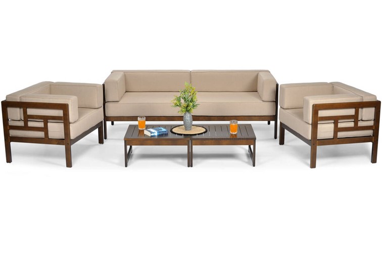 Zestaw Ogrodowy EDEN 5-Osobowy Brązowy/Beżowy