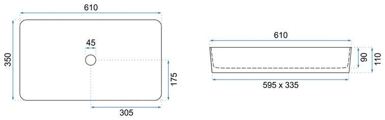 Umywalka Nablatowa DENIS Czarny Matowy