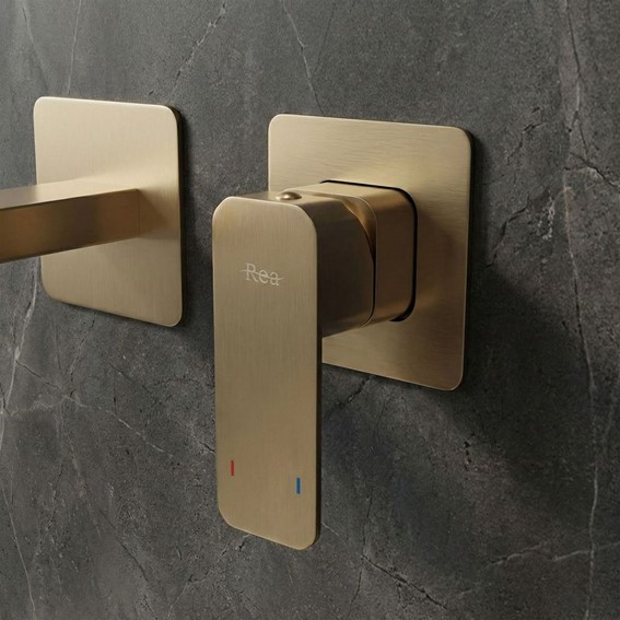 Bateria Umywalkowa Podtynkowa ARLO Złoty Szczotkowany