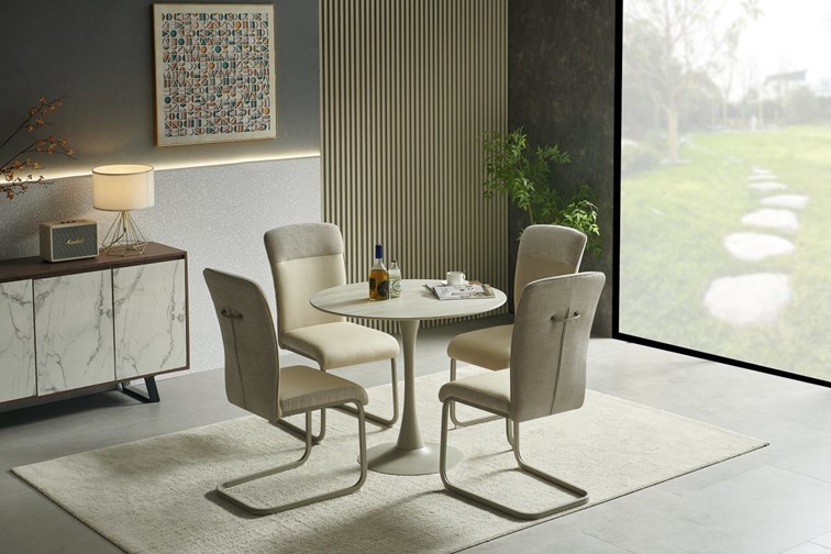 Stół Okrągły TOLIO fi90 Trawertyn/Kaszmir