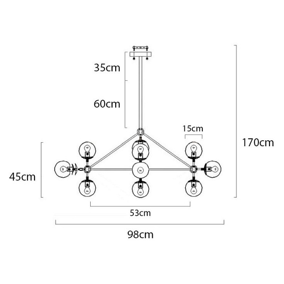 Lampa wisząca PLANETARIO 10  - klosze dymione