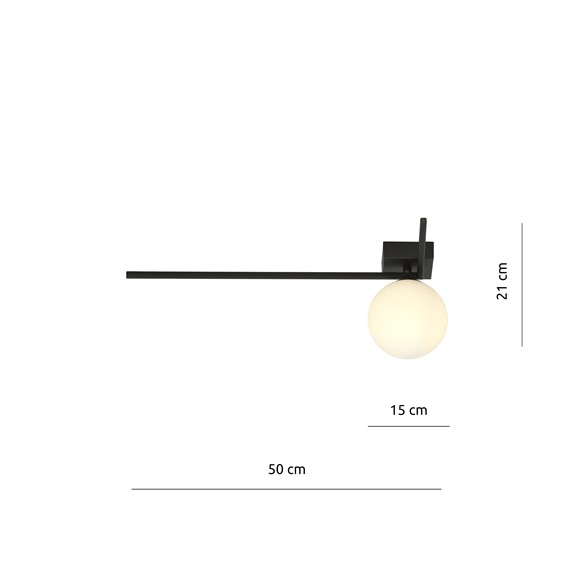 Lampa Sufitowa IMAGO 1F Czarny/Opal